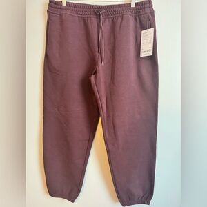 Athleta Easy Fleece Jogger Pant NWT Truffle Plum Brown Large super soft sweats